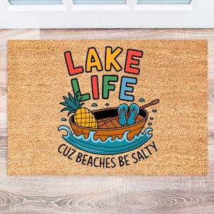 Lake Life Doormat, Lake House Welcome Mat, Custom Outdoor Rug, Front Door Decor, Nautical Home Accent