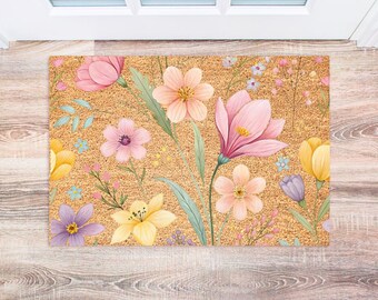 Spring Flower Doormat, Daisy Welcome Mat, Floral Door Mat, Spring Porch Decor, Front Door Decor, Housewarming Gift