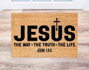 Christian Doormat, Housewarming Gift, Welcome Mat for New Home, Religious Decor, Inspirational Scripture Mat, Christian Gifts, Outdoor Entry