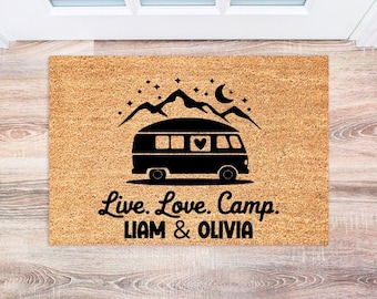 Camping Doormat, Personalized Outdoor Mat, Custom Gift for Campers, RV Decor, Welcome Mat for Camping Lovers