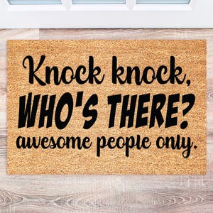 Awesome People Only - Knock Knock Doormat - Gift for Friends Outside Door Mat - Funny Home Decor - Perfect for Any Entrance