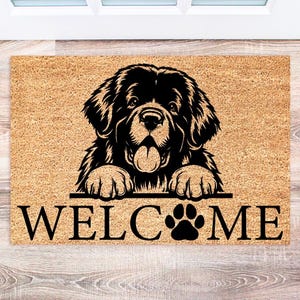 Newfoundland Doormat, Funny Welcome Mat for Dog Lovers, Home Decor Gift, Personalized Pet Entrance Rug