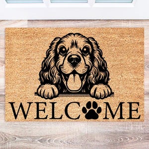 English Cocker Spaniel Doormat, Personalized Welcome Mat for Dog Lovers, Pet Decor for Home