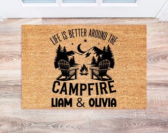Camping Doormat, Personalized Welcome Mat, Custom Outdoor Decor, Gift for Campers, RV Door Mat