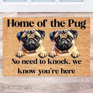 Pug Doormat, Personalized Dog Gift, Custom Welcome Mat, Funny Pug Lover Gift, Unique Pug Gifts for Dog Owners