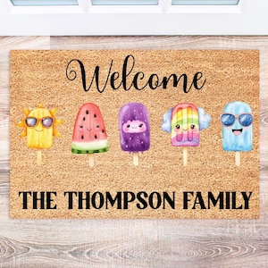 Popsicle Doormat, Summer Welcome Mat, Cute Outdoor Decor, Front Porch Decor, Colorful Summer Rug, Fun Entryway