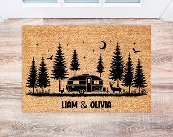 Camping Doormat, Personalized RV Doormat, Custom Outdoor Mat, Welcome Gift for Campers, Entryway Decor