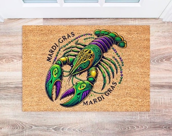 Mardi Gras Decor | Nola Housewarming Gift | Cute Doormat | Fleur De Lis | Birthday Gift | Welcome Mardi Gras Masks Doormat | Funny Doormat