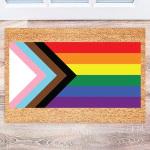 Gay Welcome Mat - All Are Welcome Here Doormat - LGBTQ Decor - Equality Welcome Mat