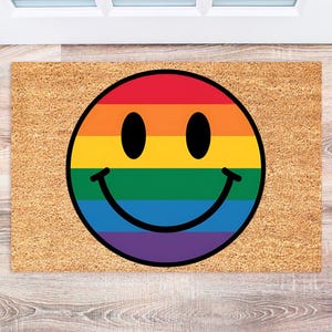 Gay Welcome Mat - All Are Welcome Here Doormat - LGBTQ Decor - Equality Welcome Mat