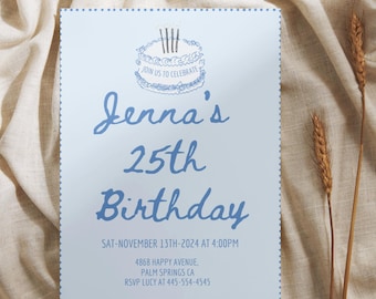 Editable Birthday Party Invite Hand Drawn Invitation Birthday Invite Hand Drawn Birthday Invitation Adult  Birthday Whimsical Funky Invite