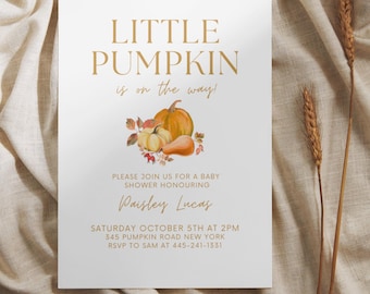 Little Pumpkin Baby Shower Invitation Editable Baby Shower Invite Autumn Baby Shower Invitation Instant Download Fall Baby Invitation