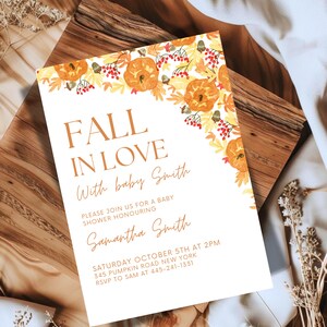 Fall in Love Baby Shower Invitation Editable Baby Shower Invite Autumn Baby Shower Invitation Instant Download Fall Baby Invitation