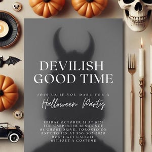 Devilish Good Time Modern Halloween Invitation Template Printable Devil Halloween Party for Adults Invite Editable Instant Digital Download