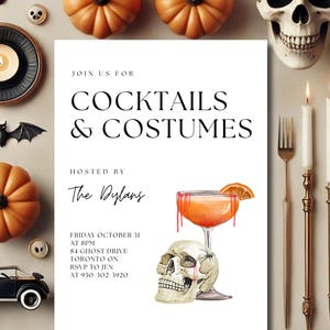 Costumes and Cocktails Invitation Modern Halloween Invite Invitation Template Printable Halloween Party for Adults Editable Instant Download