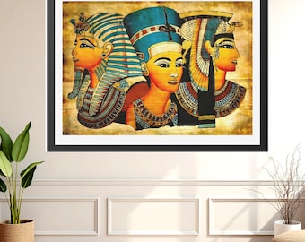 クレオパトラ女王の光るパピルス画 - エジプトの女王 - ユニークな古代