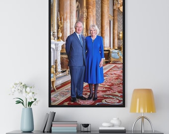 King Charles III and Queen Camilla New Portrait in Canvas, Poster, Framed Poster and Digital Print - Official Portrait Before Coronation