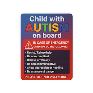 Children/Child With Autism On Board Sticker - Autism Awareness Sticker |Autism Car+ Window Sticker| Infinity & Ribbon |Autism Child On Board