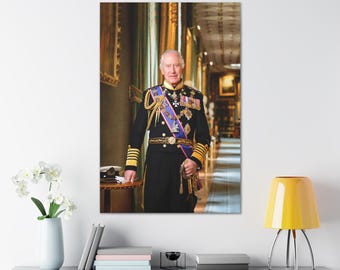 King Charles III New Portrait in Canvas, Poster, Framed Poster and High Quality Digital Print - British Monarchy - King Official Portrait
