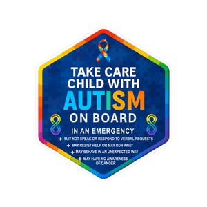 Children/Child With Autism On Board Sticker -Autism Awareness Hexagon Sticker |Autism Car Window Sticker| Infinity & Ribbon |Autism On Board