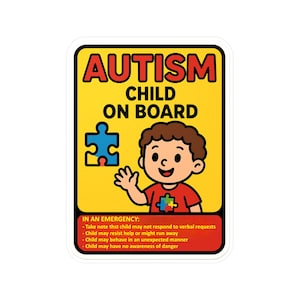 Children/Child With Autism On Board Sticker - Autism Awareness Sticker |Autism Car Window Sticker| Infinity & Ribbon |Autism Child On Board