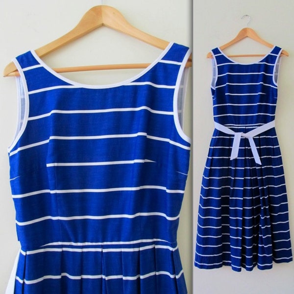 vintage sailor girl cotton dress M/L