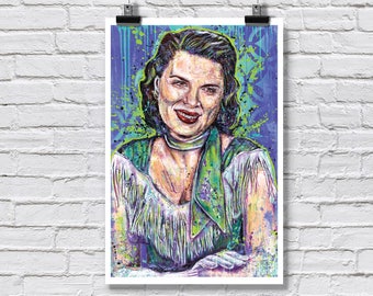 Print 12x18" - Patsy Cline -   country music nashville singer rockabilly honky tonk swing art poster