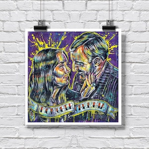 Print 12x12" - Addams Family - Morticia Gomez Addams Macabre Horror Dark Art Gothic TV Show Halloween  Mon Cher Cara Mia Love Signed