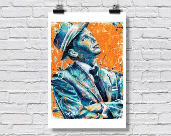 Print 12x18" - Frank Sinatra - Ol' Blue Eyes - Rat Pack Jazz Vocalist  Pop Art Signed