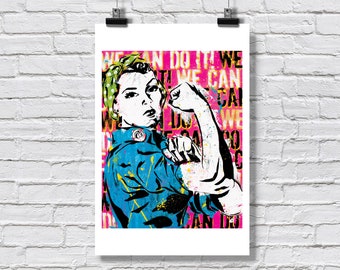 Print 12x18" - Rosie the Riveter - Girl Power Strong Women United States Cultural Icon We Can Do It