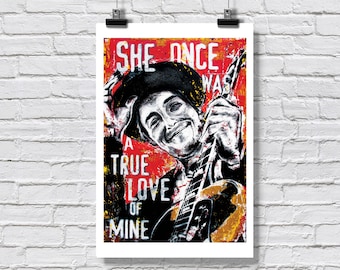 Print 12x18" - Bob Dylan - Nashville Skyline - Folk Music Singer Songwriter Art