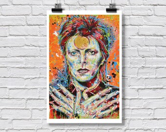 Print 12x18" - David Bowie - Ziggy Stardust Thin White Duke Glam Rock Pop Art Signed