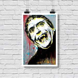 Print 12x18" - Dracula - Christopher Lee - Classic Monster Movie Vintage Horror Halloween Vampire Gothic Dark Art