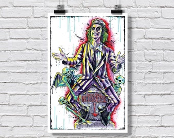 Print 12x18 » - Beetlejuice Here Lies Betelgeuse - Fantasy Black Comedy Betelgeuse Poltergeist Pas si sombre Art