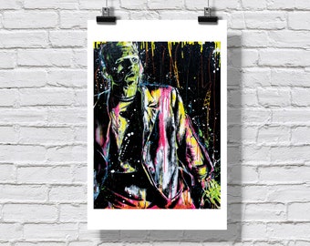 Print 12x18" - Frankenstein's Monster - Frankenstein Horror Classic Monster Vintage Movie Pop Signed