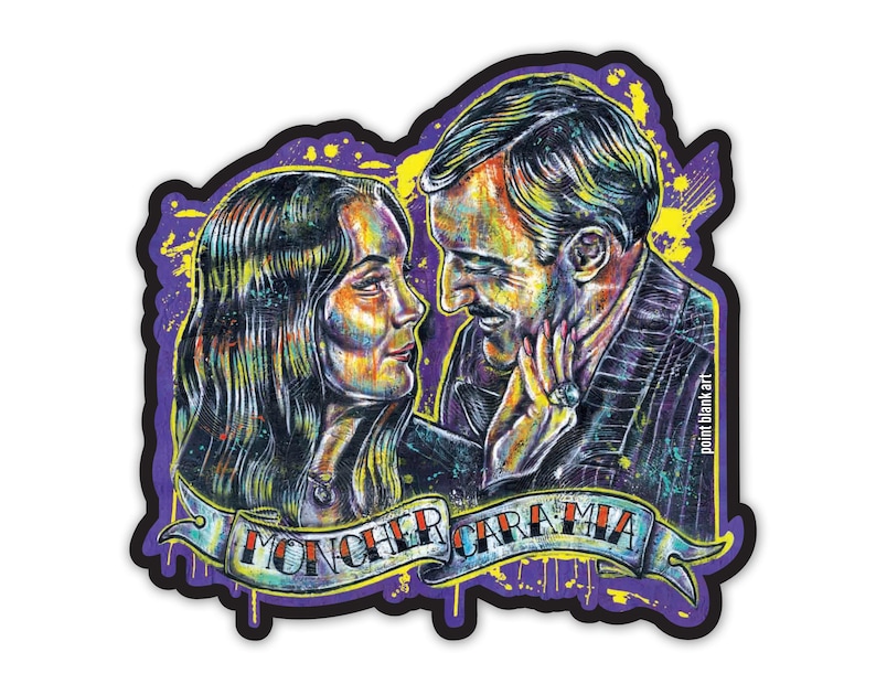 Vinyl Sticker Addams Family Gomez and Morticia approx. 4 x 3.75 image 1