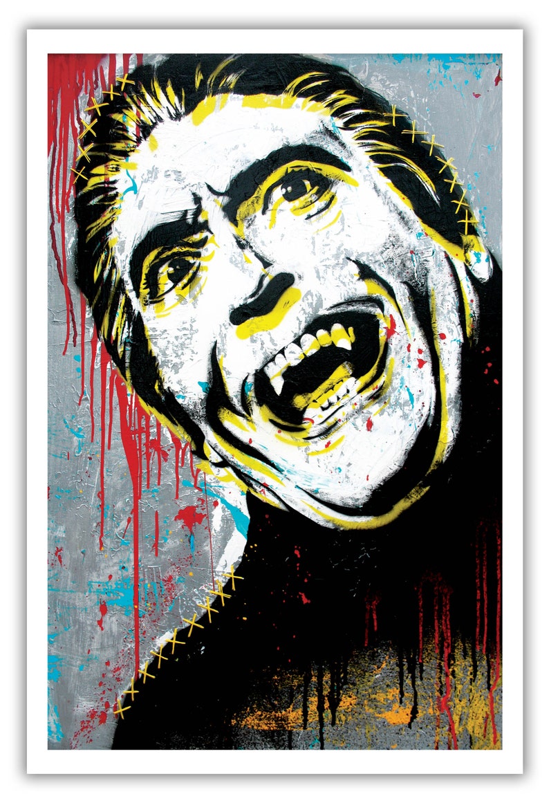 Print 12x18 Dracula Christopher Lee Classic Monster Movie Vintage Horror Halloween Vampire Gothic Dark Art image 2