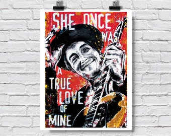 Poster Print 18x24" - Bob Dylan - Nashville Skyline - Folk Music Singer Songwriter Art