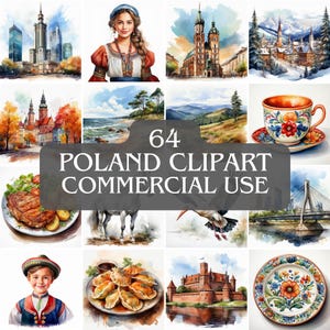 Imagens de aquarela da Polônia, clipart, 64 PNGs, 4096x4096, imagens da Polônia, alta qualidade, Polônia, Polska, uso comercial