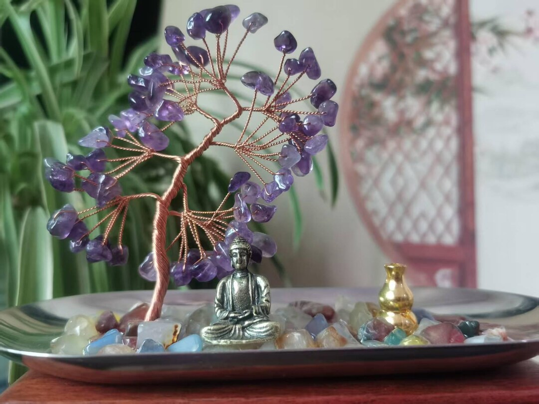 Set of Chakra Crystal Healing Tree and Buddha Statues, Wire Wrapped ...