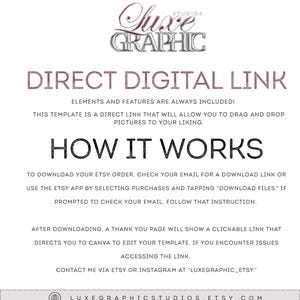 Peut inclure: Graphique blanc avec du texte indiquant &laquo;&nbsp;DIRECT DIGITAL LINK&nbsp;&raquo; et &laquo;&nbsp;HOW IT WORKS&nbsp;&raquo;. Le graphique comprend &eacute;galement le nom de la boutique Etsy et des instructions pour t&eacute;l&eacute;charger un mod&egrave;le num&eacute;rique.