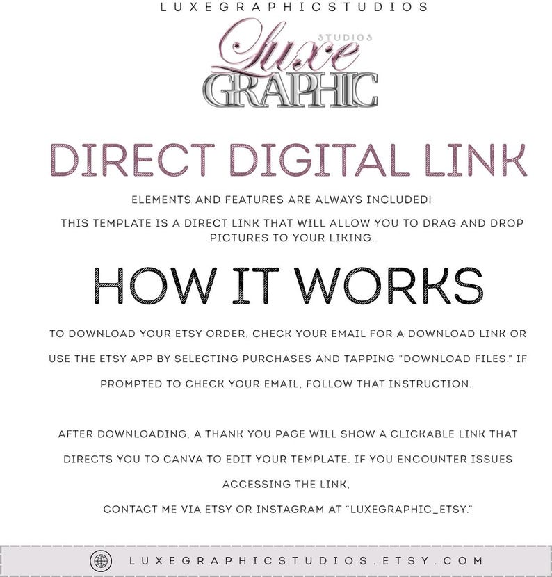 Peut inclure: Graphique blanc avec du texte indiquant &laquo;&nbsp;DIRECT DIGITAL LINK&nbsp;&raquo; et &laquo;&nbsp;HOW IT WORKS&nbsp;&raquo;. Le graphique comprend &eacute;galement le nom de la boutique Etsy et des instructions pour t&eacute;l&eacute;charger un mod&egrave;le num&eacute;rique.