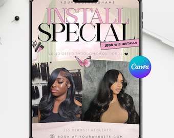 Hairstylist Flyer Canva Template: Perücke & Instagram Werbung (Digitaler Download)
