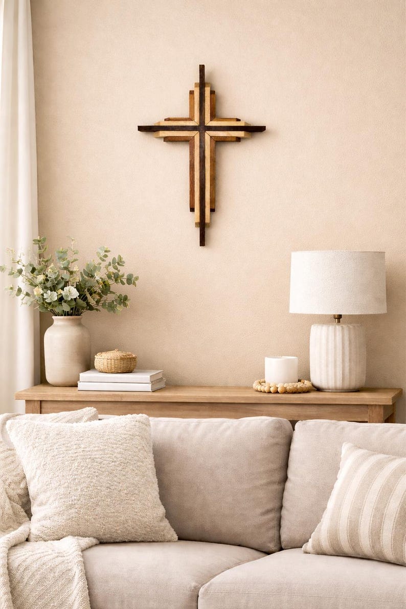 Layered Wall Cross, Christian Decor image 11