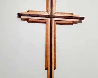 24 Inch Walnut Layered Cross