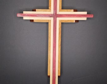 Handmade Multilayered Cross Red Accent