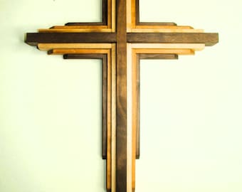 24" Layered Walnut Cross
