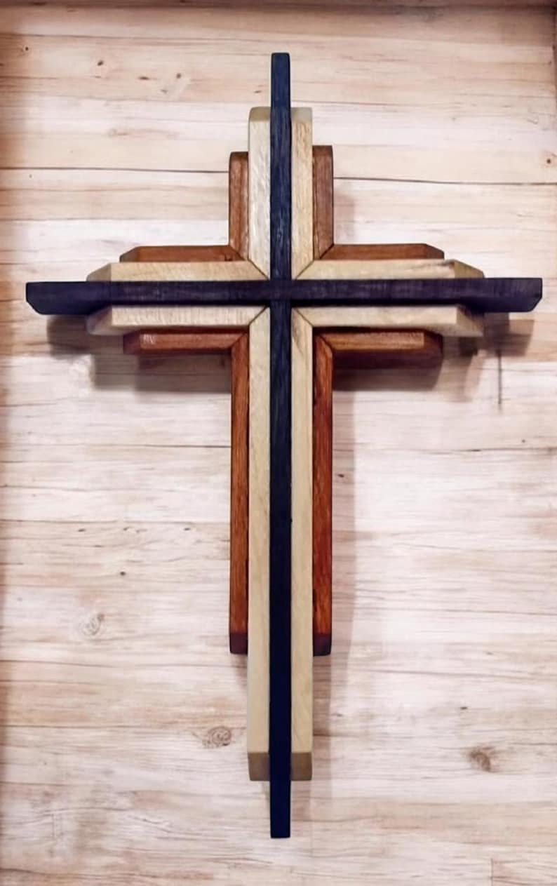 Layered Wall Cross, Christian Decor image 2