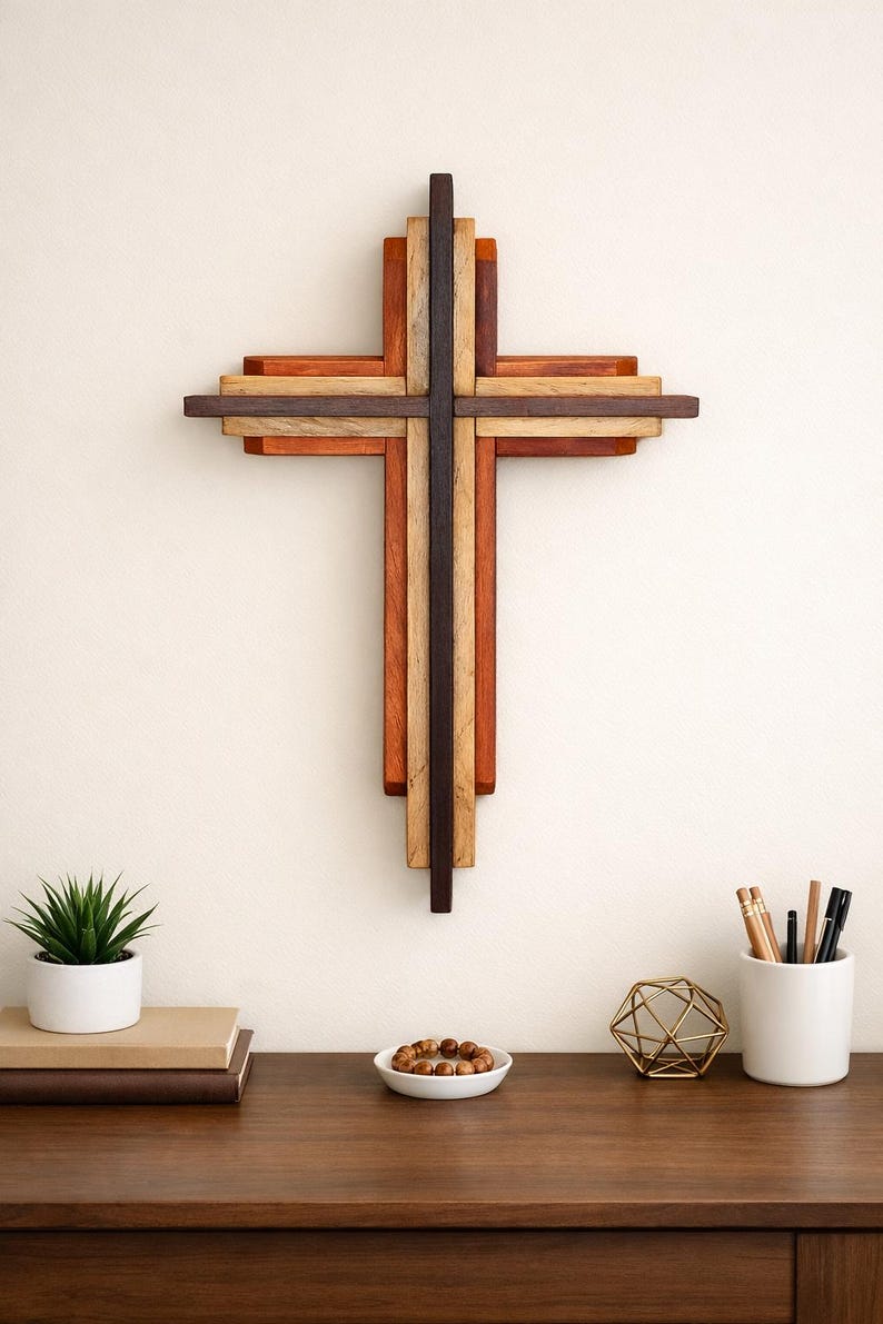 Layered Wall Cross, Christian Decor image 10