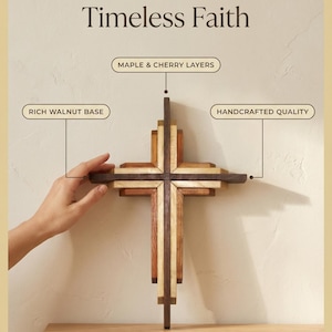 Layered Wall Cross, Christian Decor image 3